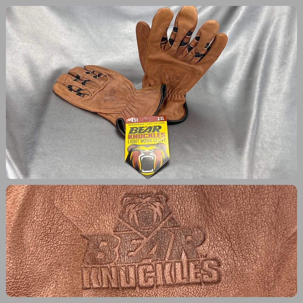 Bear Knuckles D451 Work Glove XXL Double Wedge Brown Regular Duty Cowhide Driver